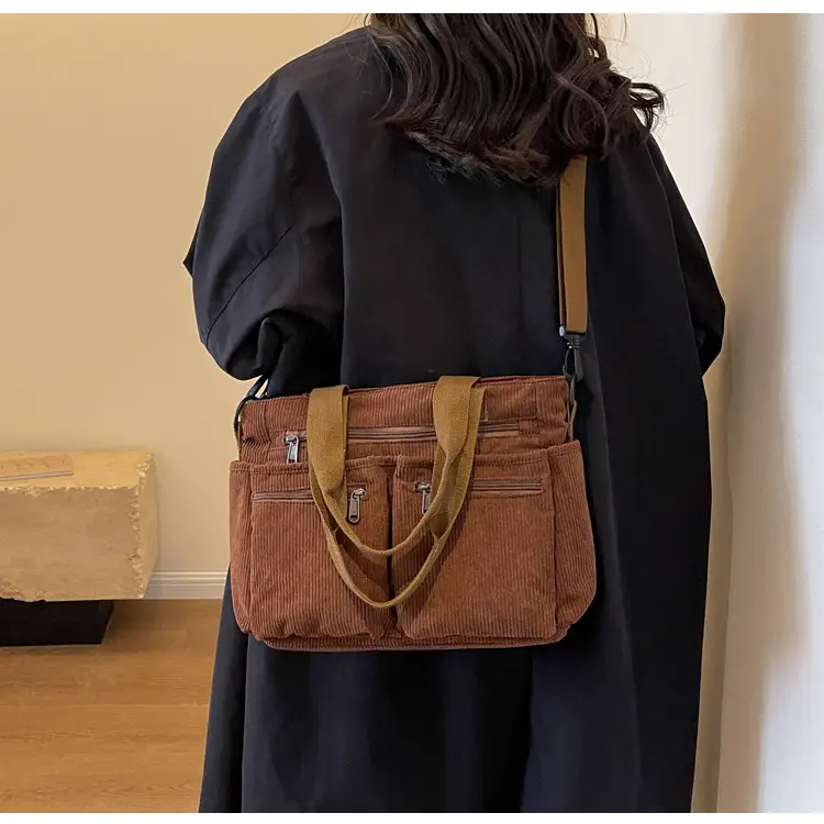 Large Capacity Corduroy Women's Shoulder Crossbody Bag — feature 21