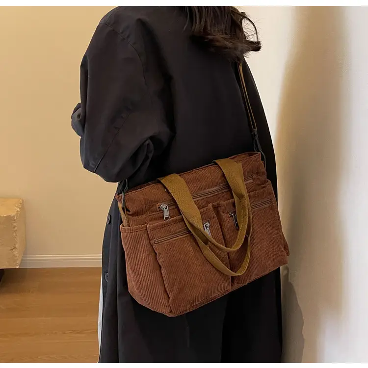 Large Capacity Corduroy Women's Shoulder Crossbody Bag — feature 22