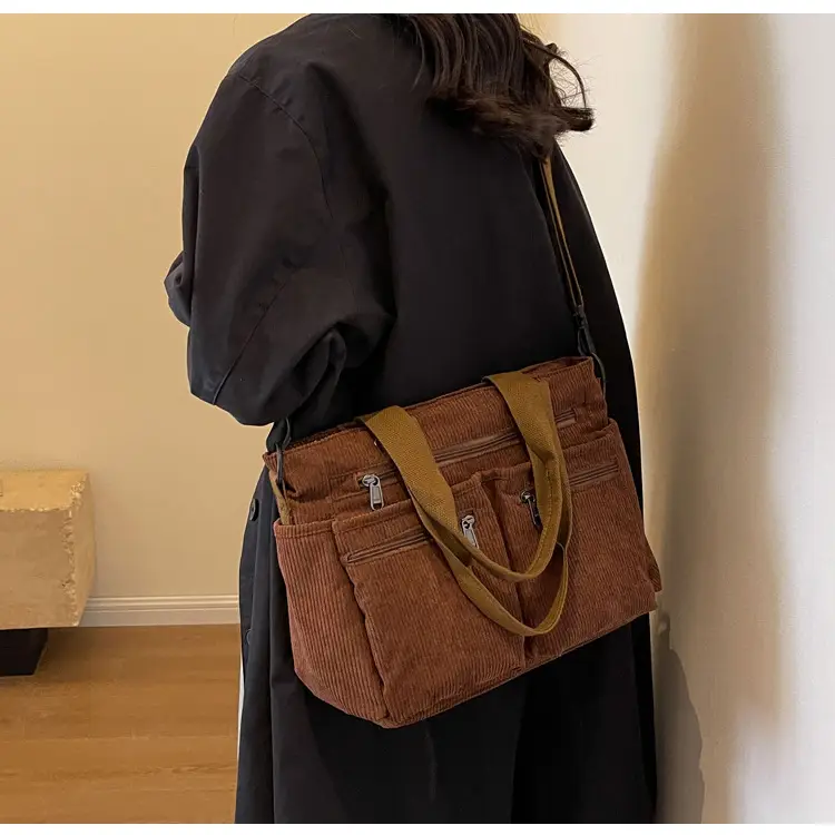 Large Capacity Corduroy Women's Shoulder Crossbody Bag — feature 23