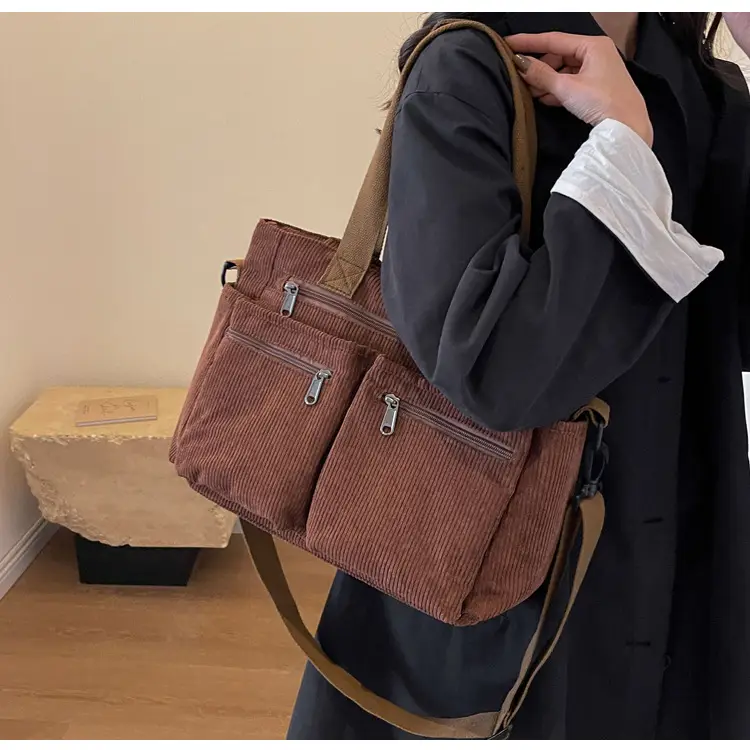 Large Capacity Corduroy Women's Shoulder Crossbody Bag — feature 27