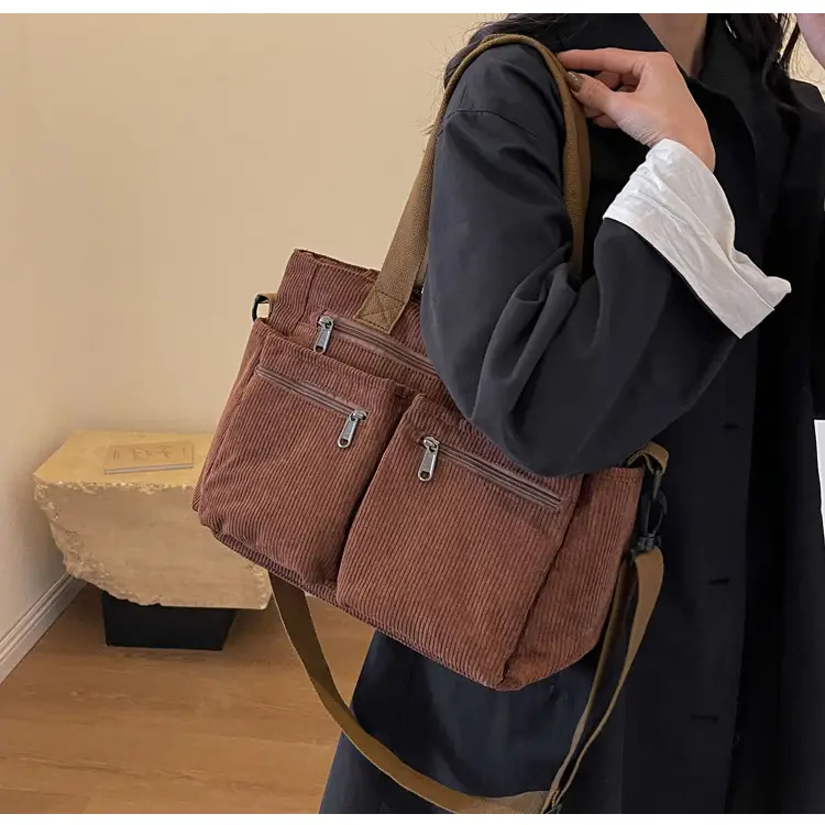 Large Capacity Corduroy Women's Shoulder Crossbody Bag — feature 28
