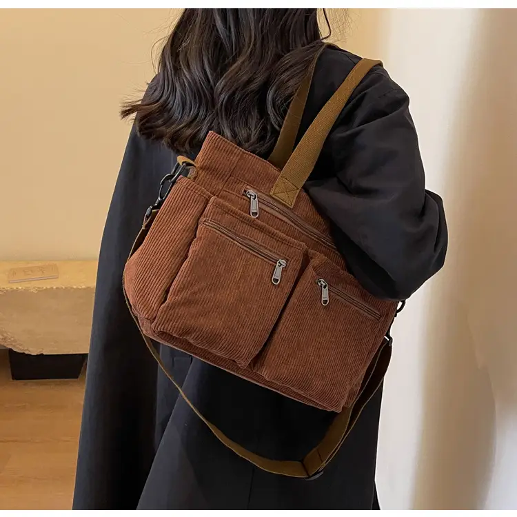 Large Capacity Corduroy Women's Shoulder Crossbody Bag — feature 29