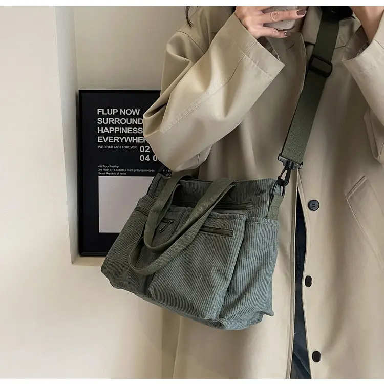 Large Capacity Corduroy Women's Shoulder Crossbody Bag — feature 40