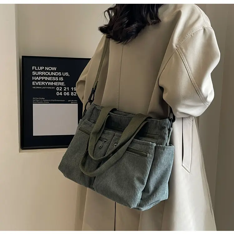Large Capacity Corduroy Women's Shoulder Crossbody Bag — feature 41