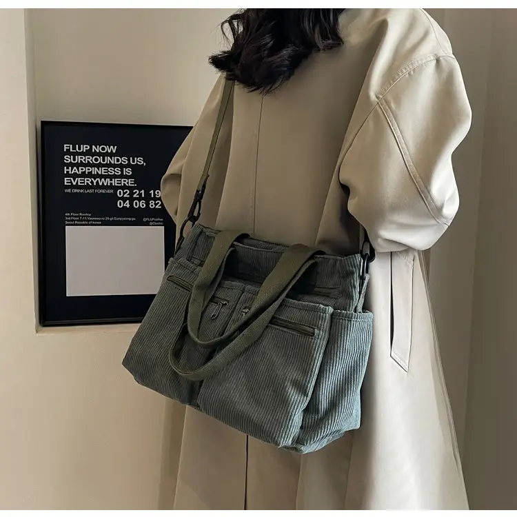 Large Capacity Corduroy Women's Shoulder Crossbody Bag — feature 42
