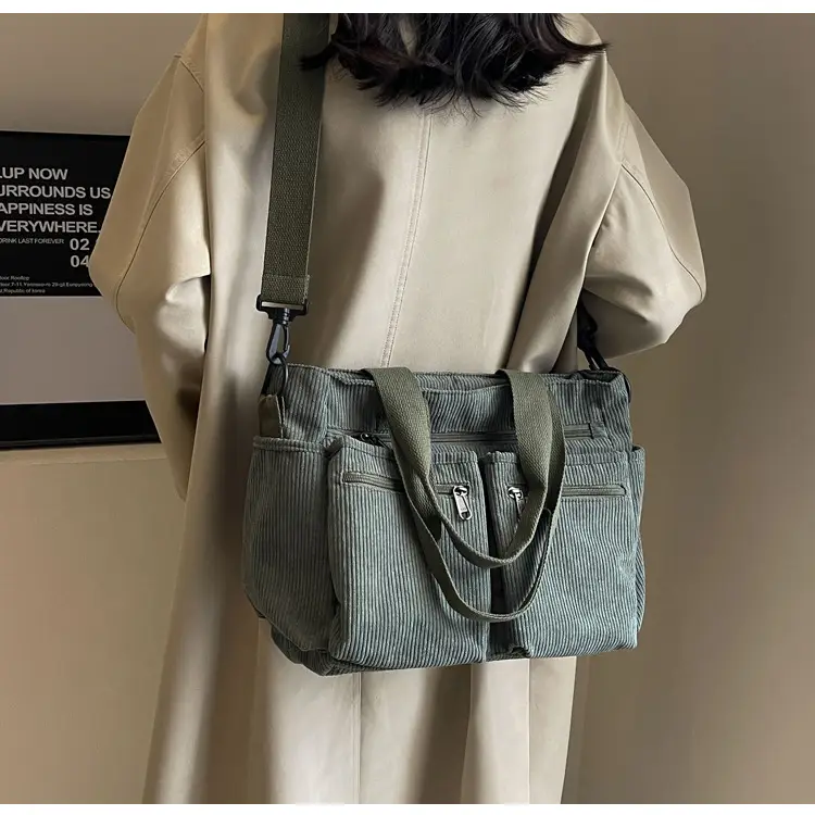 Large Capacity Corduroy Women's Shoulder Crossbody Bag — feature 43