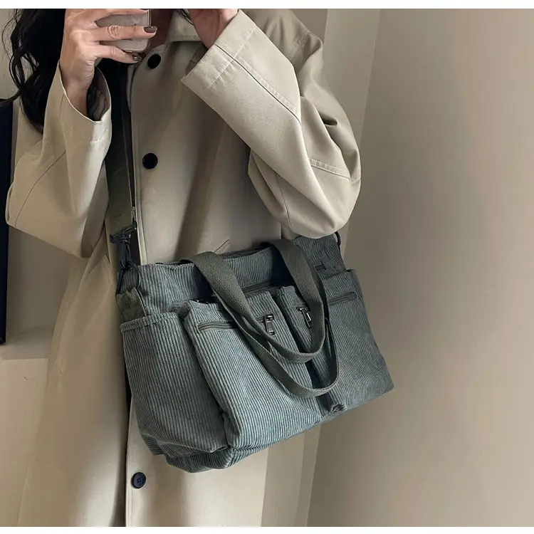 Large Capacity Corduroy Women's Shoulder Crossbody Bag — feature 46