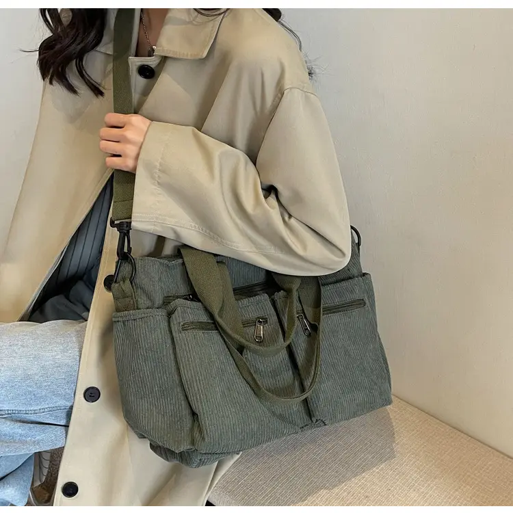 Large Capacity Corduroy Women's Shoulder Crossbody Bag — feature 47