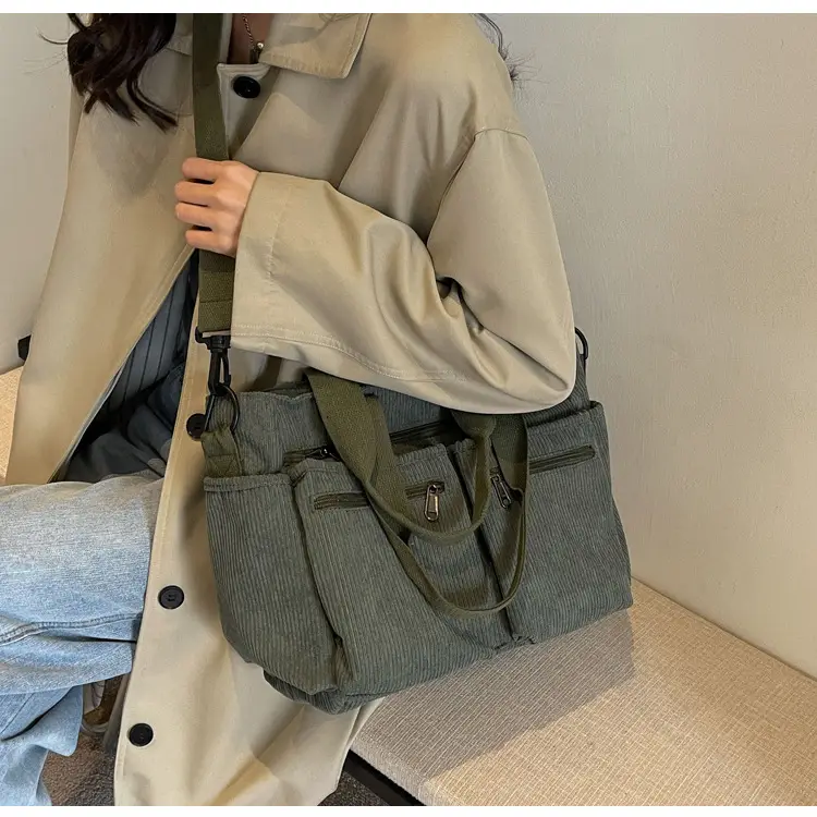 Large Capacity Corduroy Women's Shoulder Crossbody Bag — feature 48