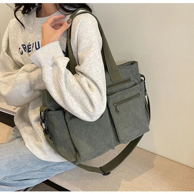 Large Capacity Corduroy Women's Shoulder Crossbody Bag — feature 60