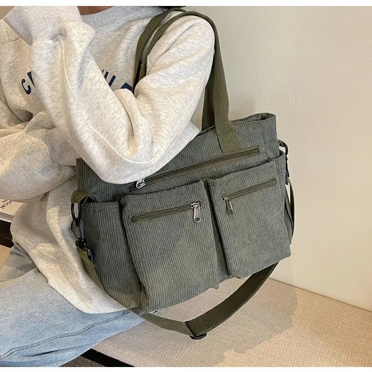 Large Capacity Corduroy Women's Shoulder Crossbody Bag — feature 61