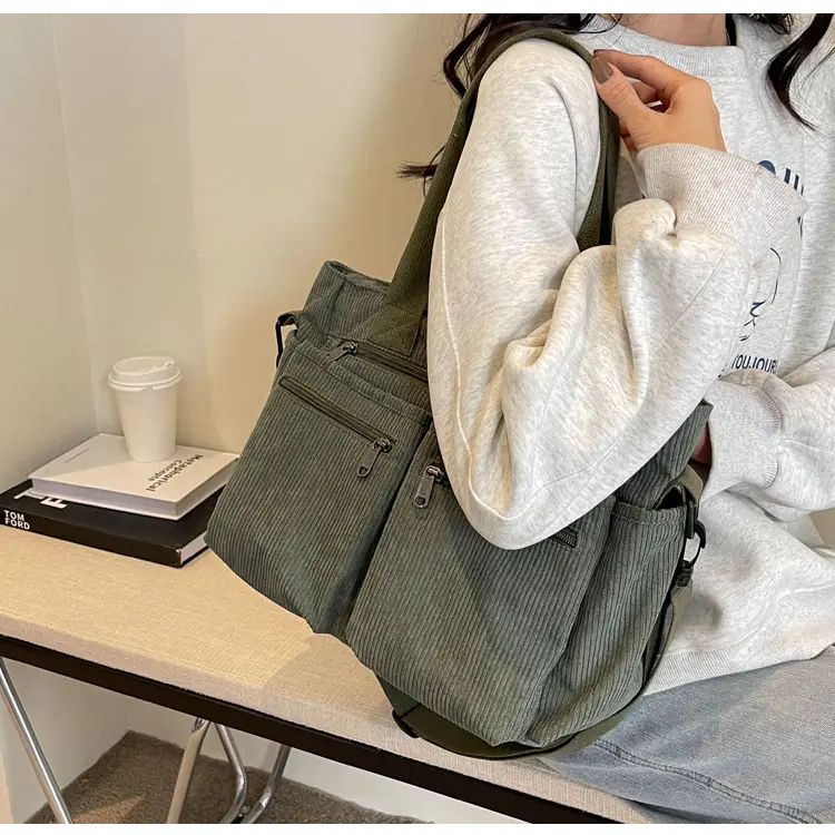 Large Capacity Corduroy Women's Shoulder Crossbody Bag — feature 62