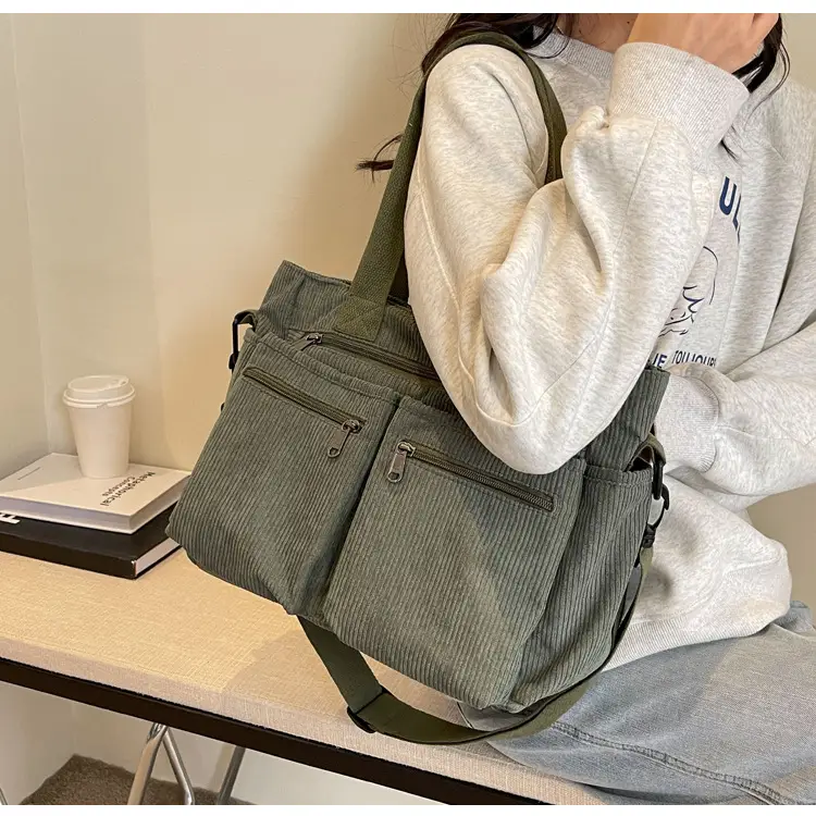 Large Capacity Corduroy Women's Shoulder Crossbody Bag — feature 63