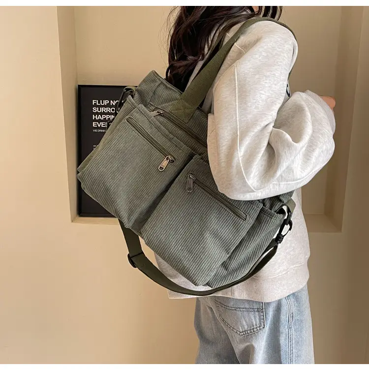Large Capacity Corduroy Women's Shoulder Crossbody Bag — feature 65