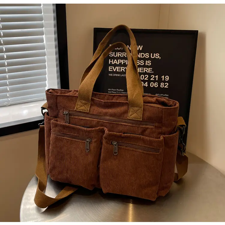 Large Capacity Corduroy Women's Shoulder Crossbody Bag — feature 76