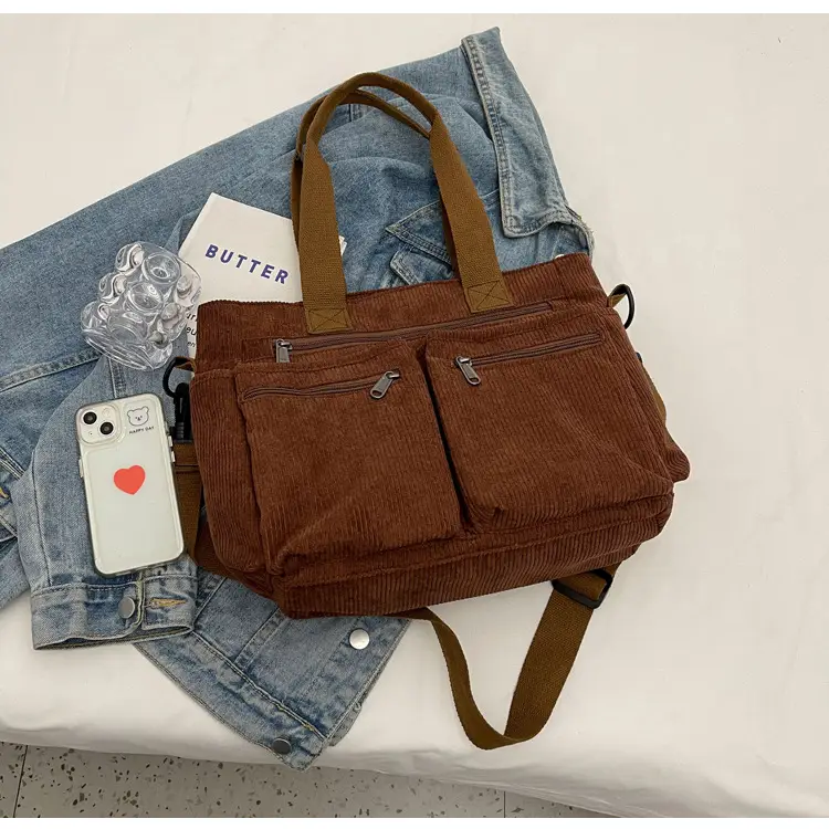 Large Capacity Corduroy Women's Shoulder Crossbody Bag — feature 98