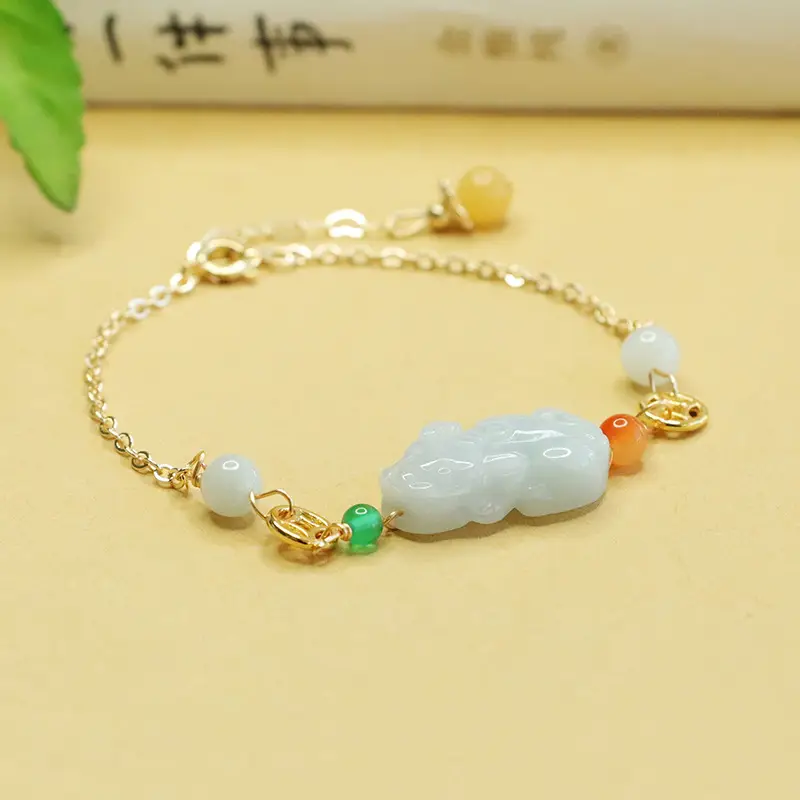 Jade Pixiu Bracelet for Women Gold Chain