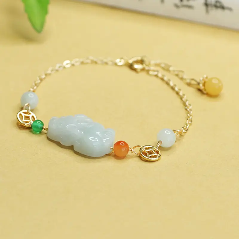 Jade Pixiu Bracelet for Women Gold Chain