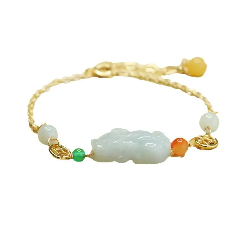 Jade Pixiu Bracelet for Women Gold Chain