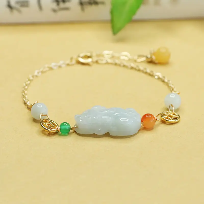 Jade Pixiu Bracelet for Women Gold Chain — feature 7