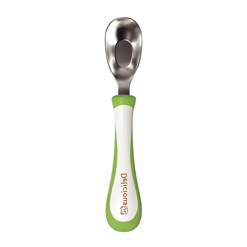Stainless Steel Self-Eating Baby Spoons Green Orange - Image 15