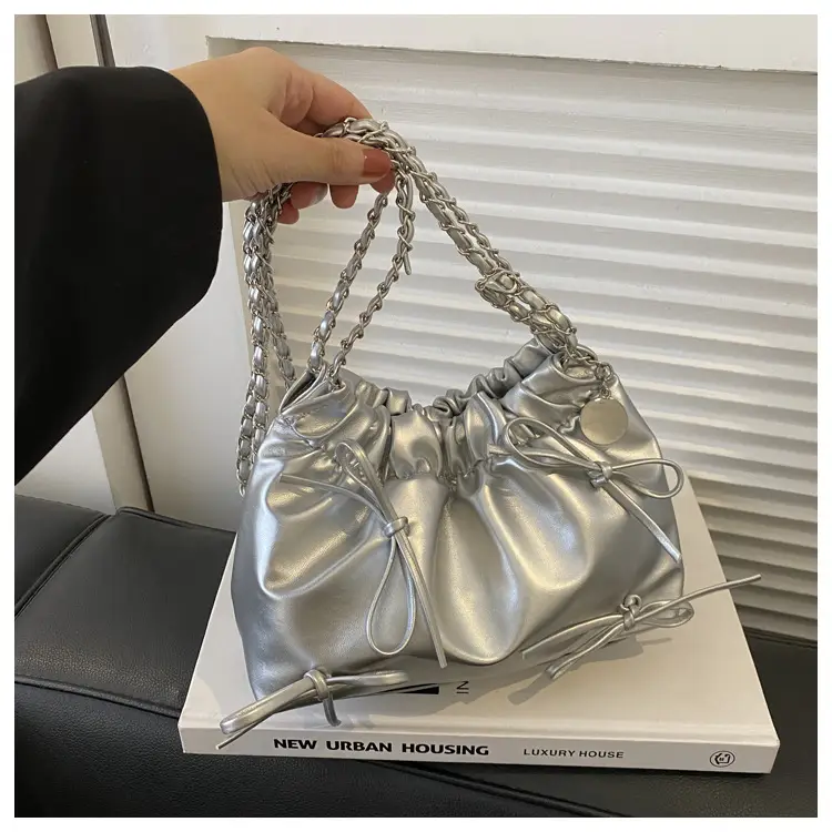 2023 Winter Pleated Chain Bow Bag Women — feature 25