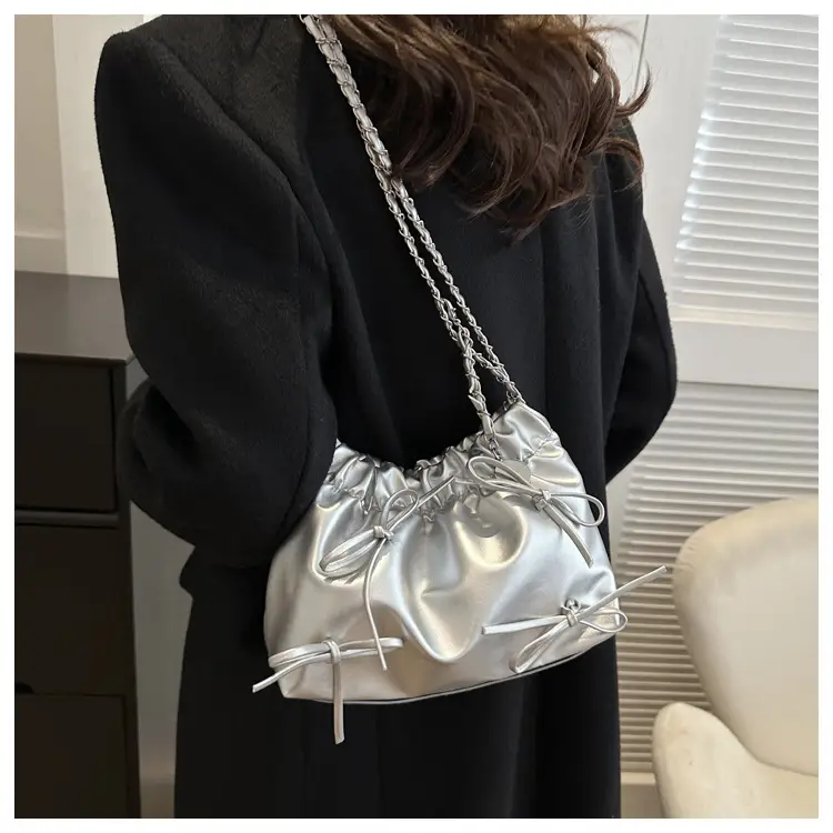2023 Winter Pleated Chain Bow Bag Women — feature 43