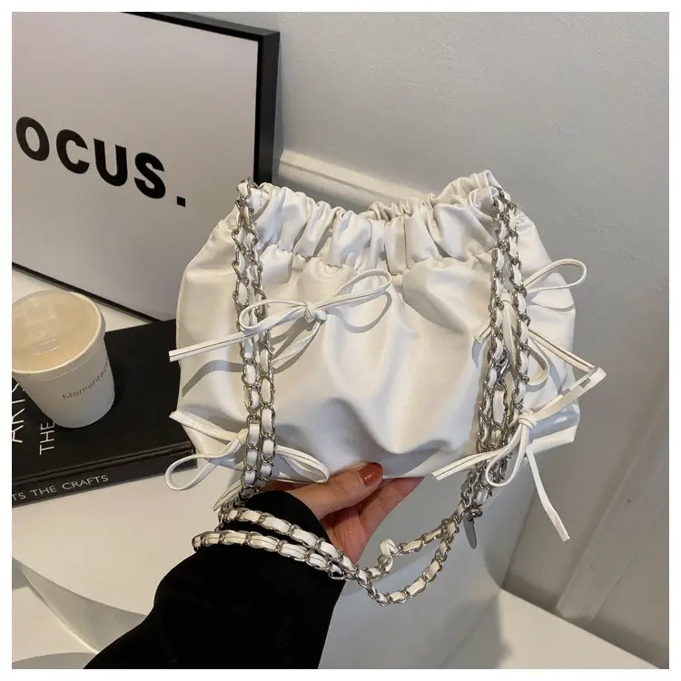 2023 Winter Pleated Chain Bow Bag Women