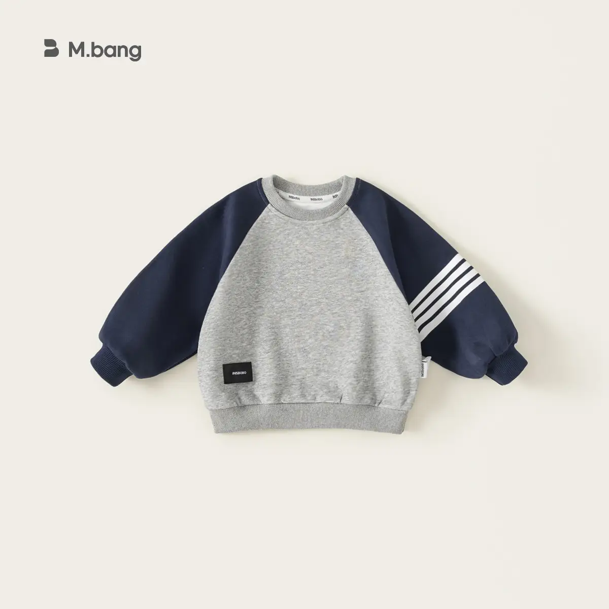 Baby Raglan Sleeve T-Shirt Navy Grey Round Neck - Image 7