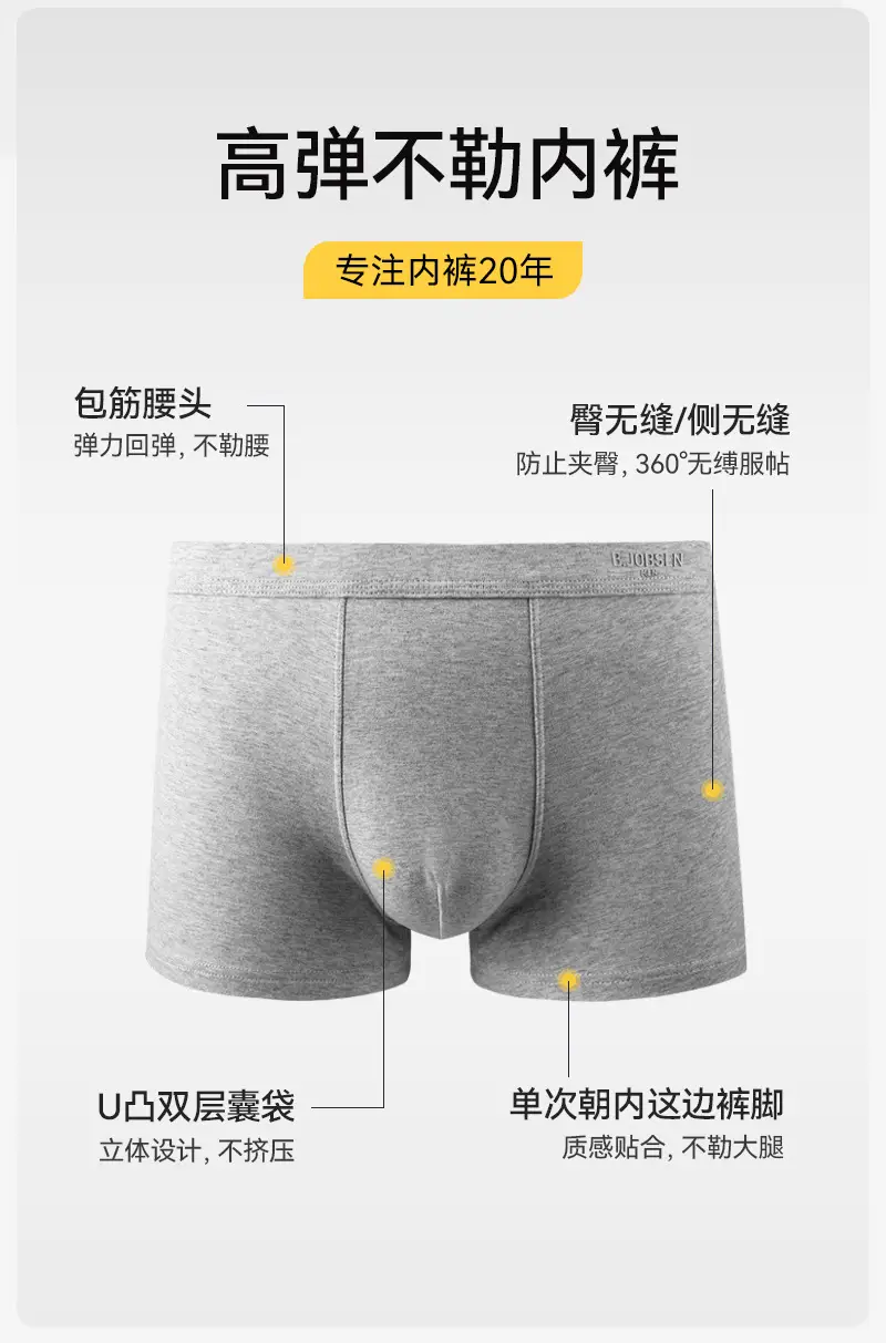 Men Pure Cotton Boxer Briefs 7A Antibacterial Sweat Absorbent — feature 7