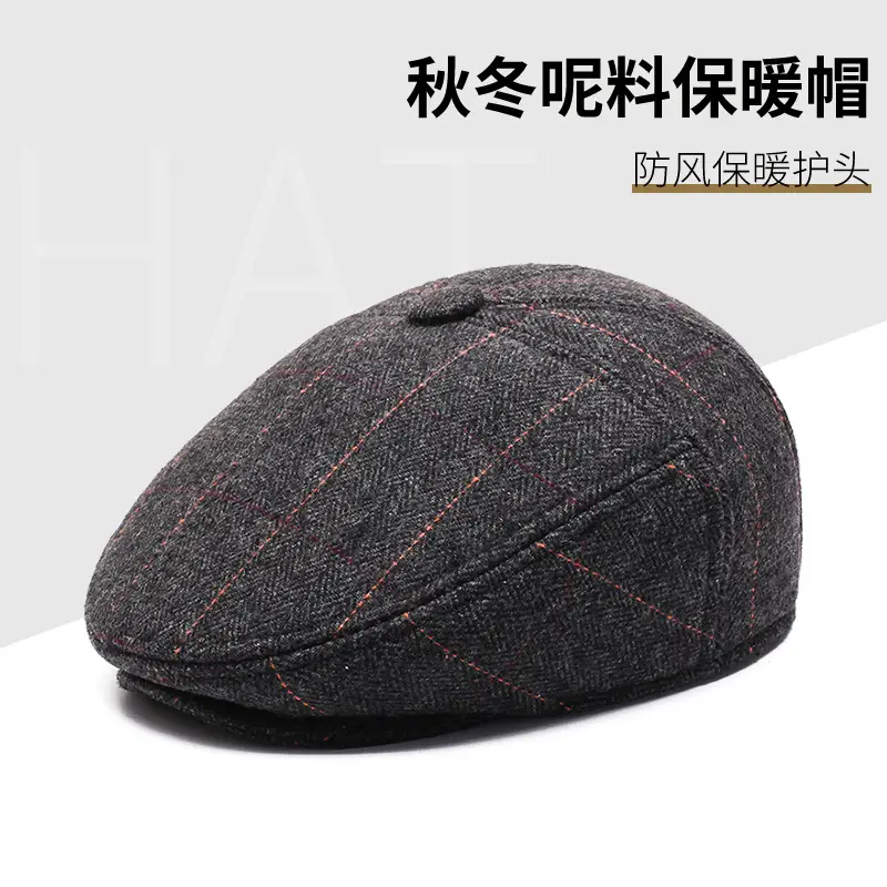 New British Retro Beret Hat for Men Autumn Winter Earmuffs - Image 2