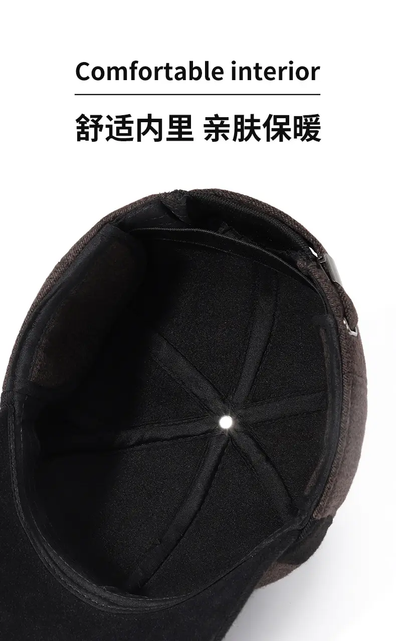 Winter Warm Black Baseball Cap for Men Elderly Warm Ear Protection — feature 5