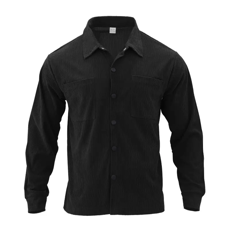 Men's Grey Corduroy Button Shirt Slim Fit — feature 13