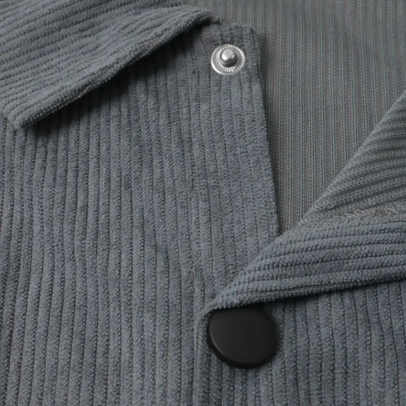 Men's Grey Corduroy Button Shirt Slim Fit — feature 21