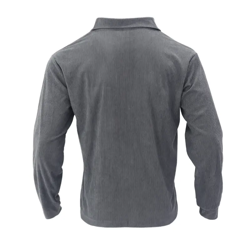 Men's Grey Corduroy Button Shirt Slim Fit — feature 25