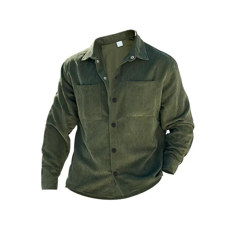 Men's Grey Corduroy Button Shirt Slim Fit — feature 27