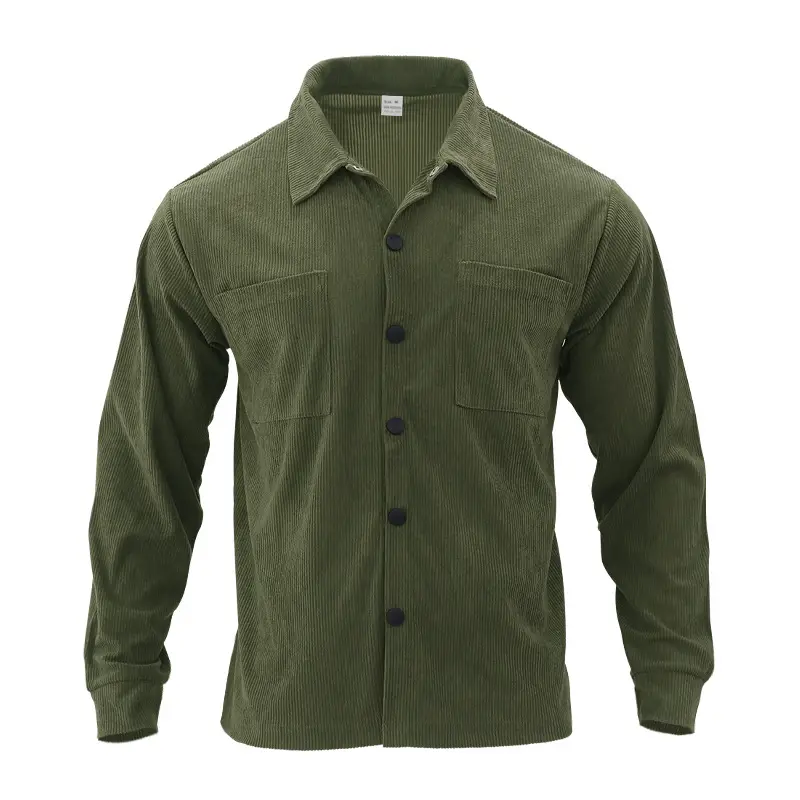 Men's Grey Corduroy Button Shirt Slim Fit — feature 35