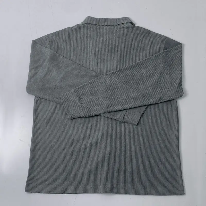 Men's Grey Corduroy Button Shirt Slim Fit — feature 38