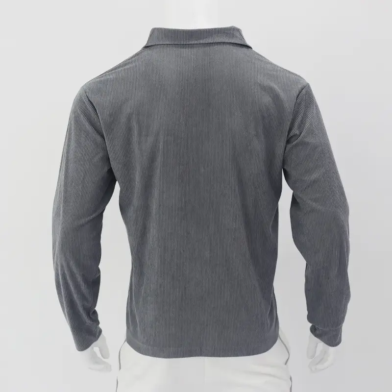 Men's Grey Corduroy Button Shirt Slim Fit — feature 43