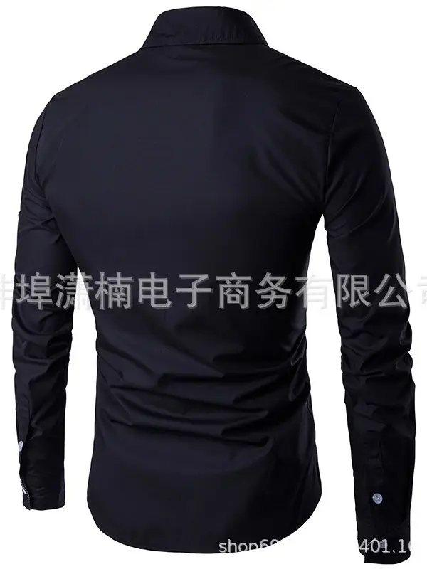 Men's Dragon Print Long Sleeve Shirt White European Style - Image 9