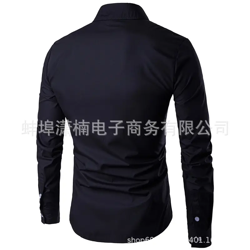 Men's Dragon Print Long Sleeve Shirt White European Style — feature 7