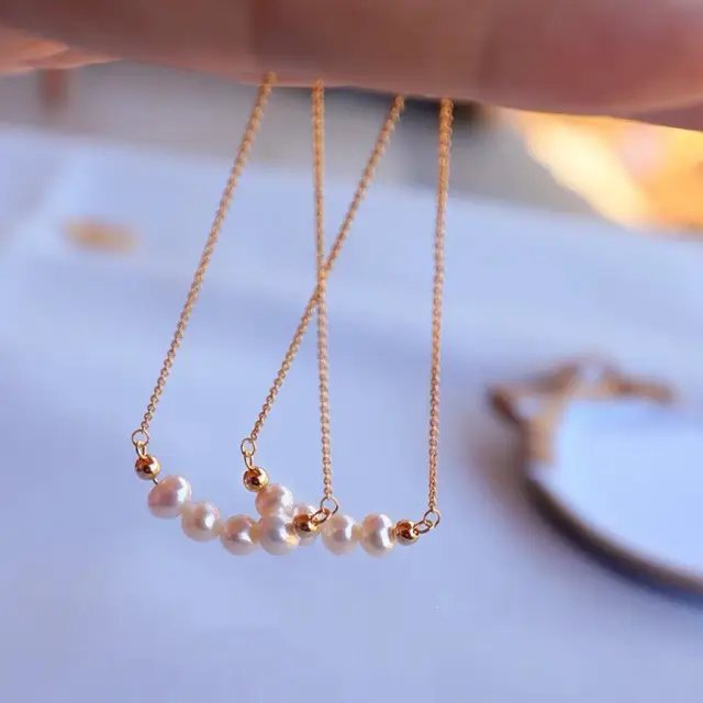 Vintage Pearl Earrings Gold Plated Silver Pin Long Chain - Image 3