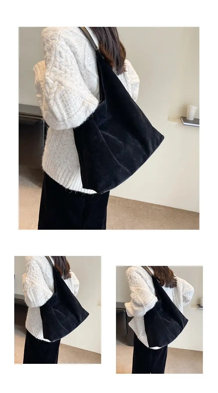 Black Retro Frosted Shoulder Bag for Women 2023 — feature 9