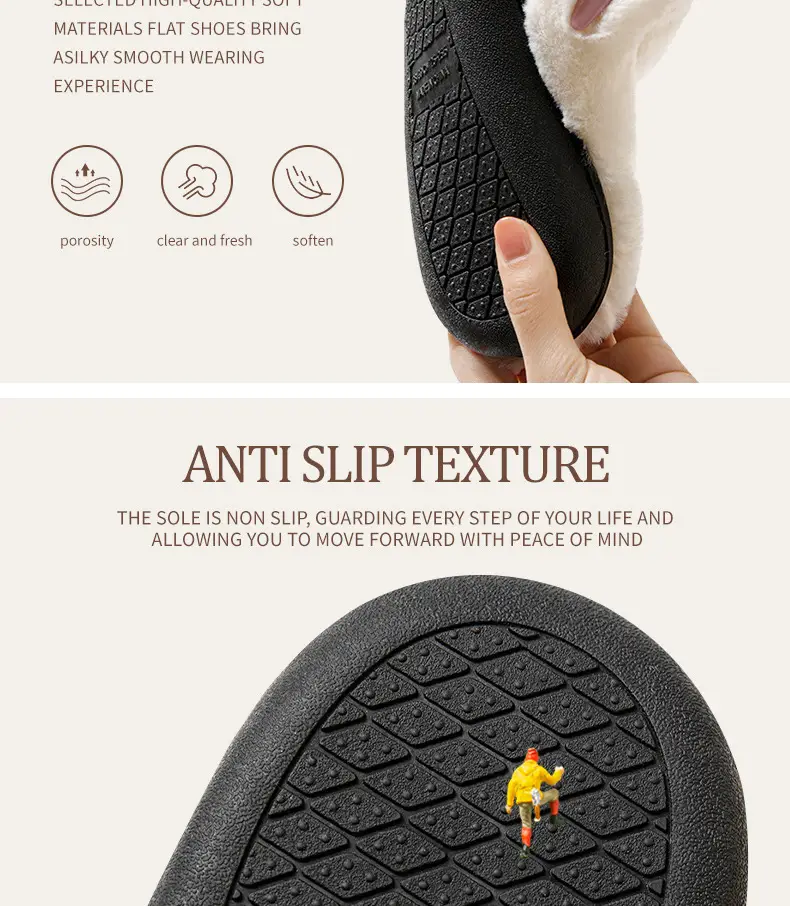 Cross-Border Foreign Trade Wholesale Furry Slippers, Home Indoor Non-Slip Thick-Soled Slippers, Flat-Soled Men's Warm Cotton Slippers — feature 8