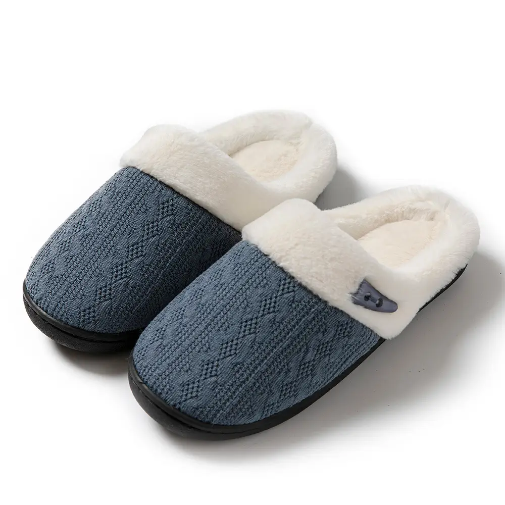 Cross-Border Foreign Trade Wholesale Furry Slippers, Home Indoor Non-Slip Thick-Soled Slippers, Flat-Soled Men's Warm Cotton Slippers