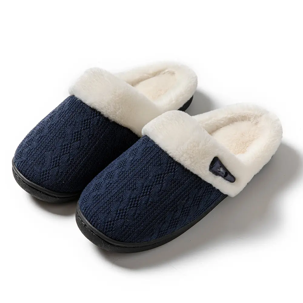 Cross-Border Foreign Trade Wholesale Furry Slippers, Home Indoor Non-Slip Thick-Soled Slippers, Flat-Soled Men's Warm Cotton Slippers