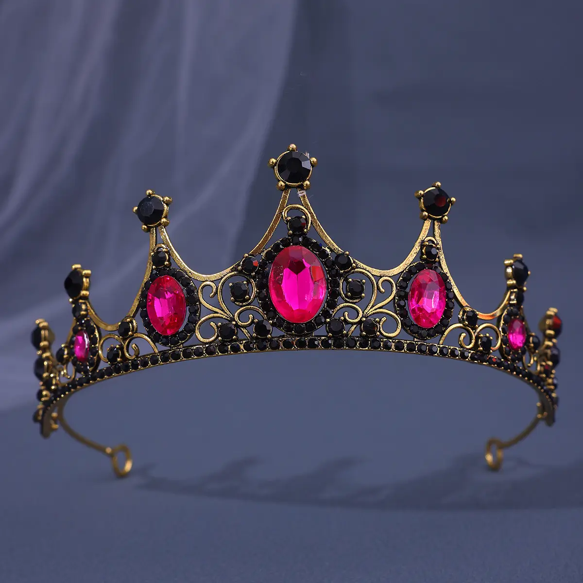 Vintage Baroque Crown with Blue Rhinestones - Image 23