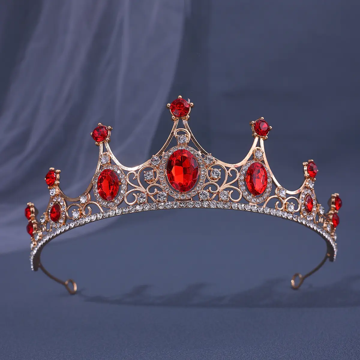 Vintage Baroque Crown with Blue Rhinestones - Image 10