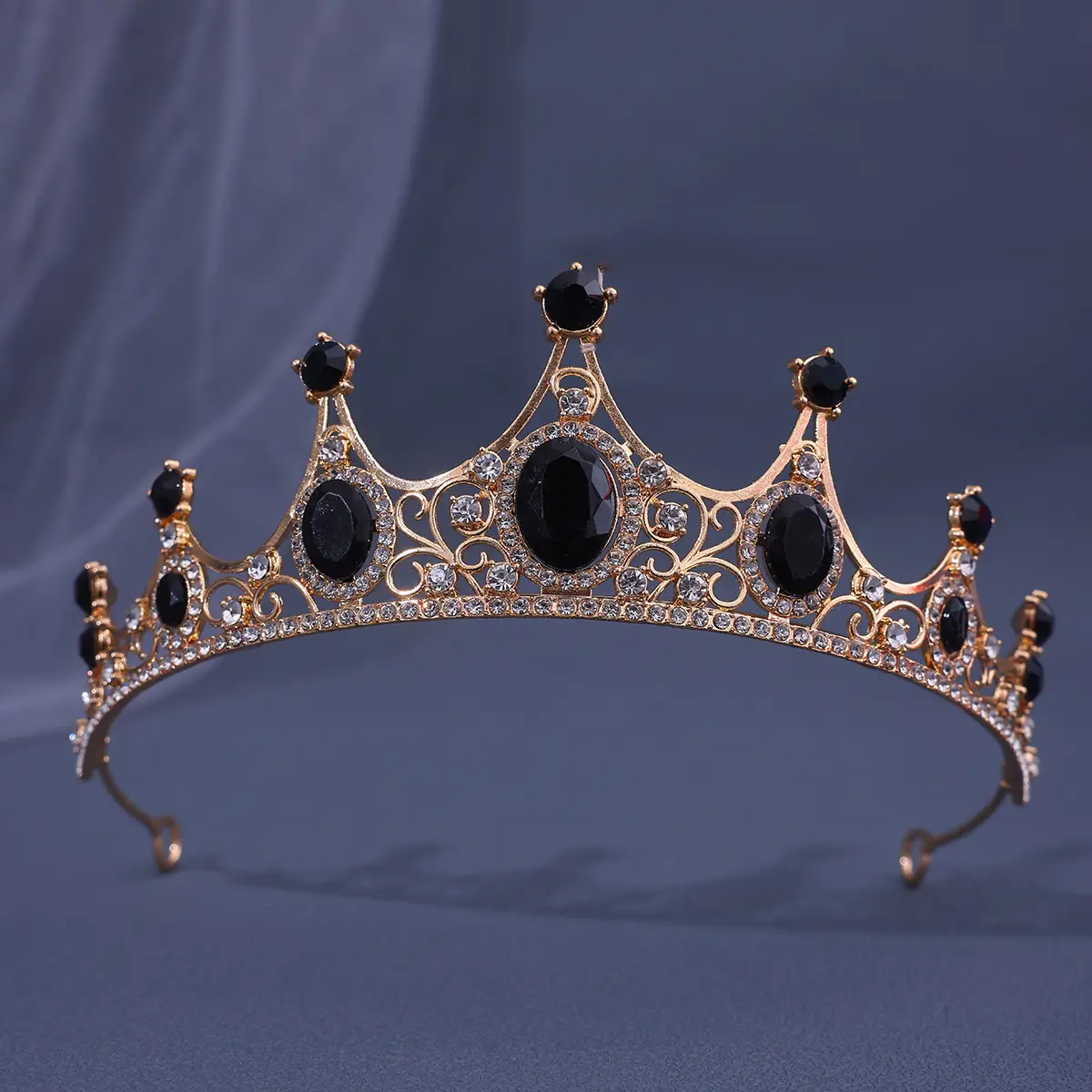 Vintage Baroque Crown with Blue Rhinestones - Image 11