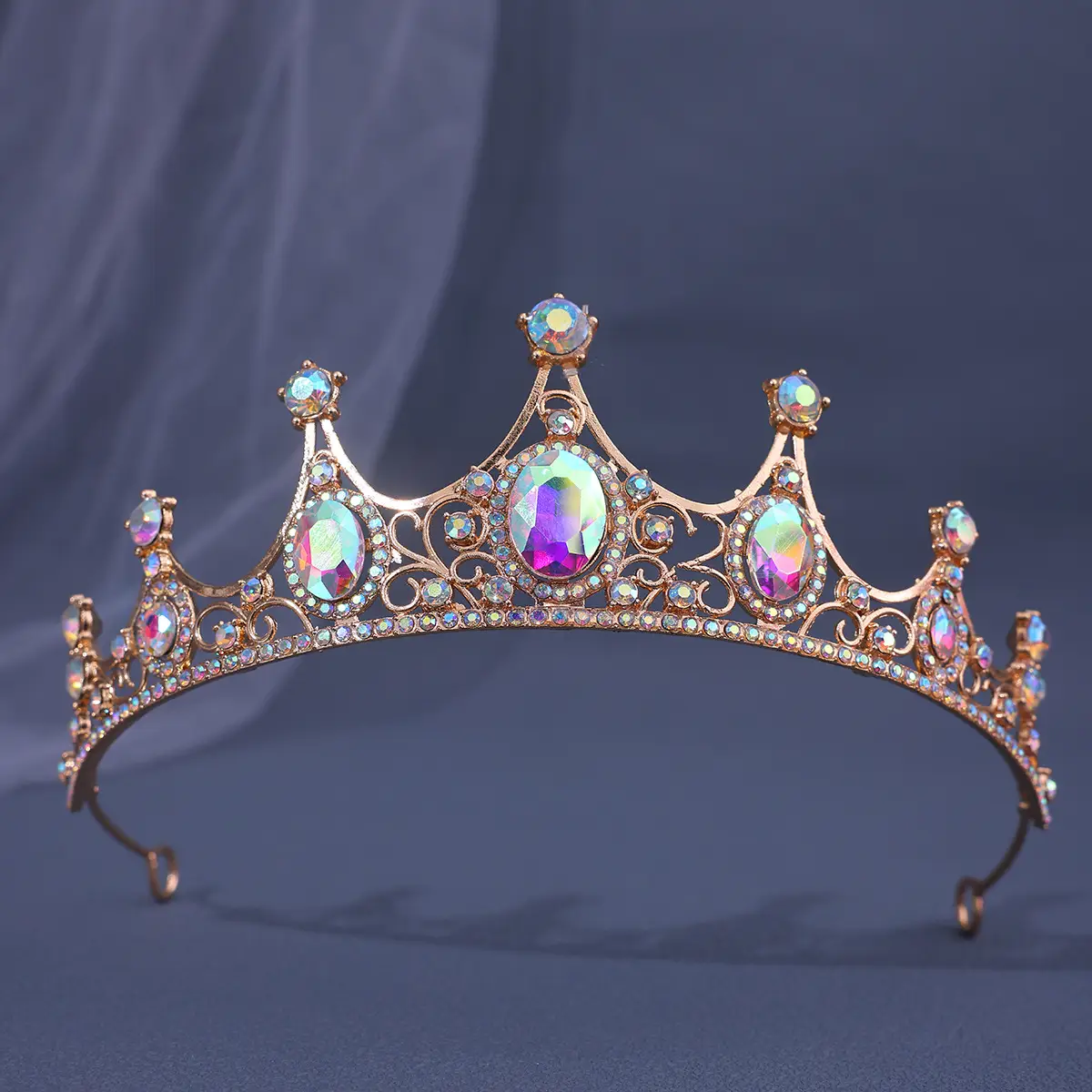 Vintage Baroque Crown with Blue Rhinestones - Image 12